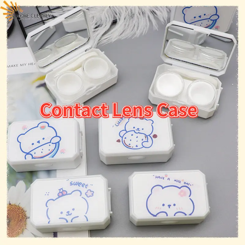 

1pcs Cartoon Contact Lens Case Lovely Portable Easy Carry Make Up Beauty Pupil Storage Lenses Box Mirror Container Travel Kit