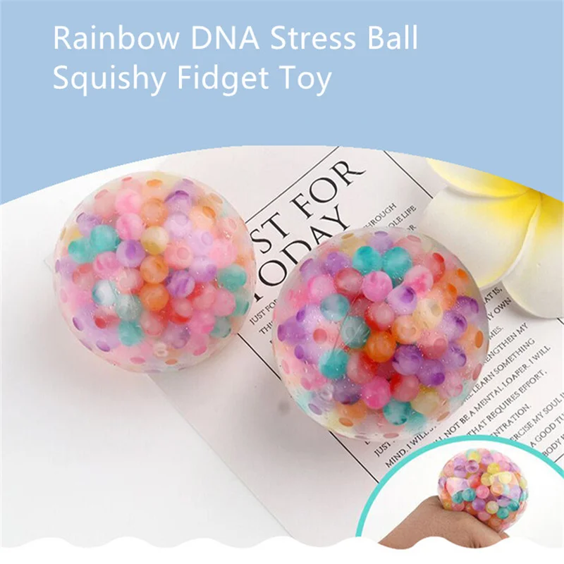 

The Original DNA Ball Squishy Stress Ball Fidget Toy Sensory Squeezing Anti-Stress Ball with DNA Colorful Beads Inside for Kids