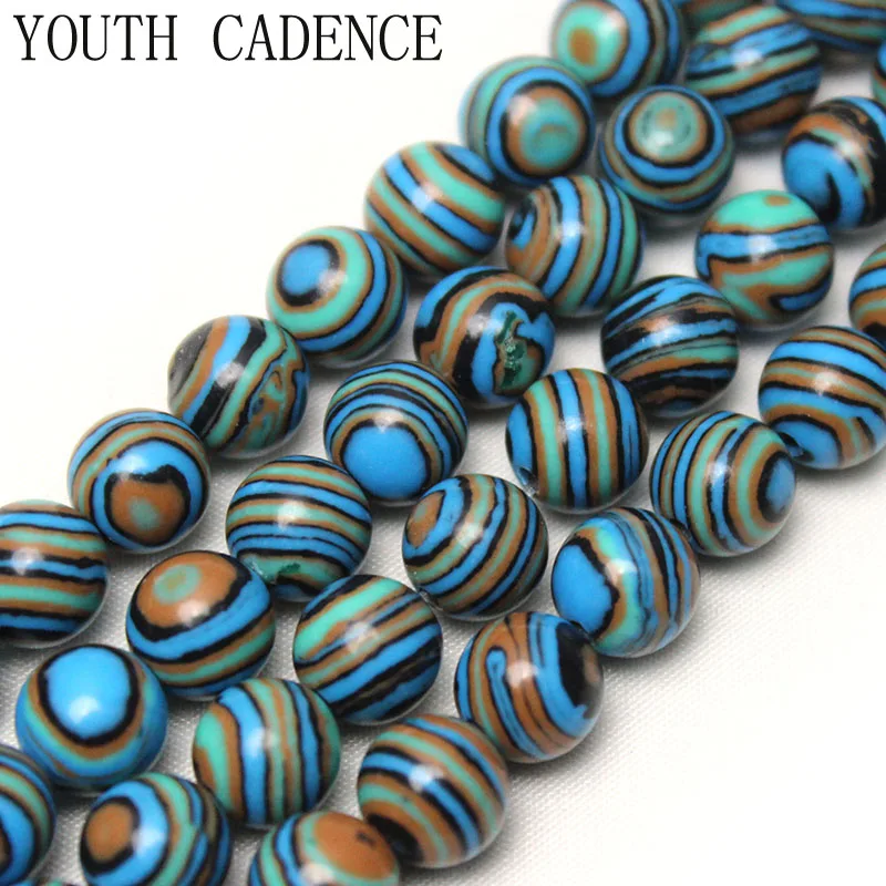 

Natural Blue Brown Black Malachite Stone Round Loose Spacer Beads For Jewelry Making DIY Bracelet&Necklace 4/6/8/10/12mm 15''
