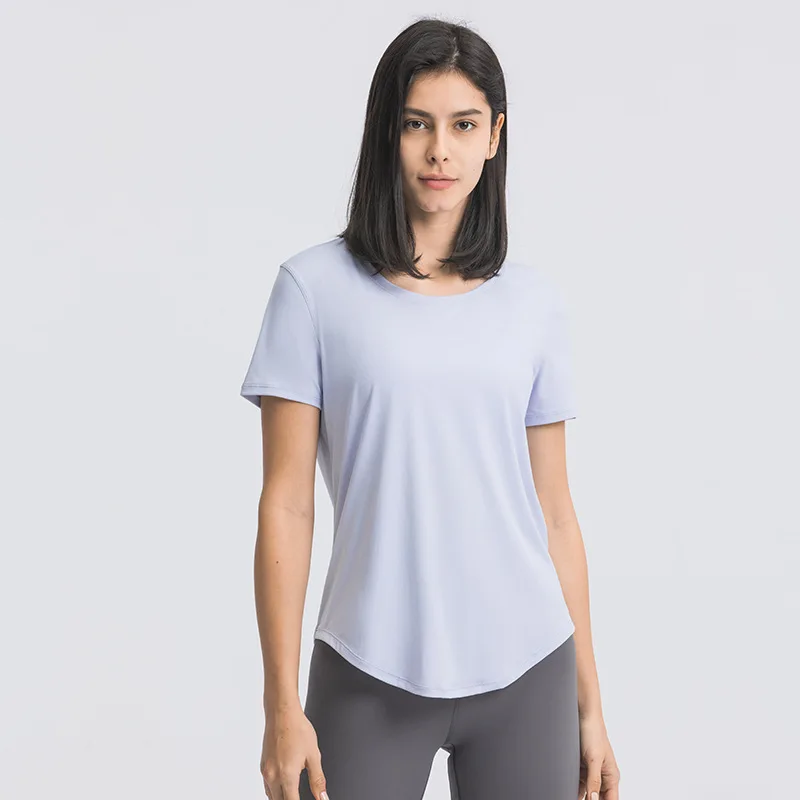 

NWT Luluwomen Loose Short Sleeve Sports Tee Naked Round Neck Fitness Yoga T-Shirts Run Gym Crop Top Clothes Female Sportswear