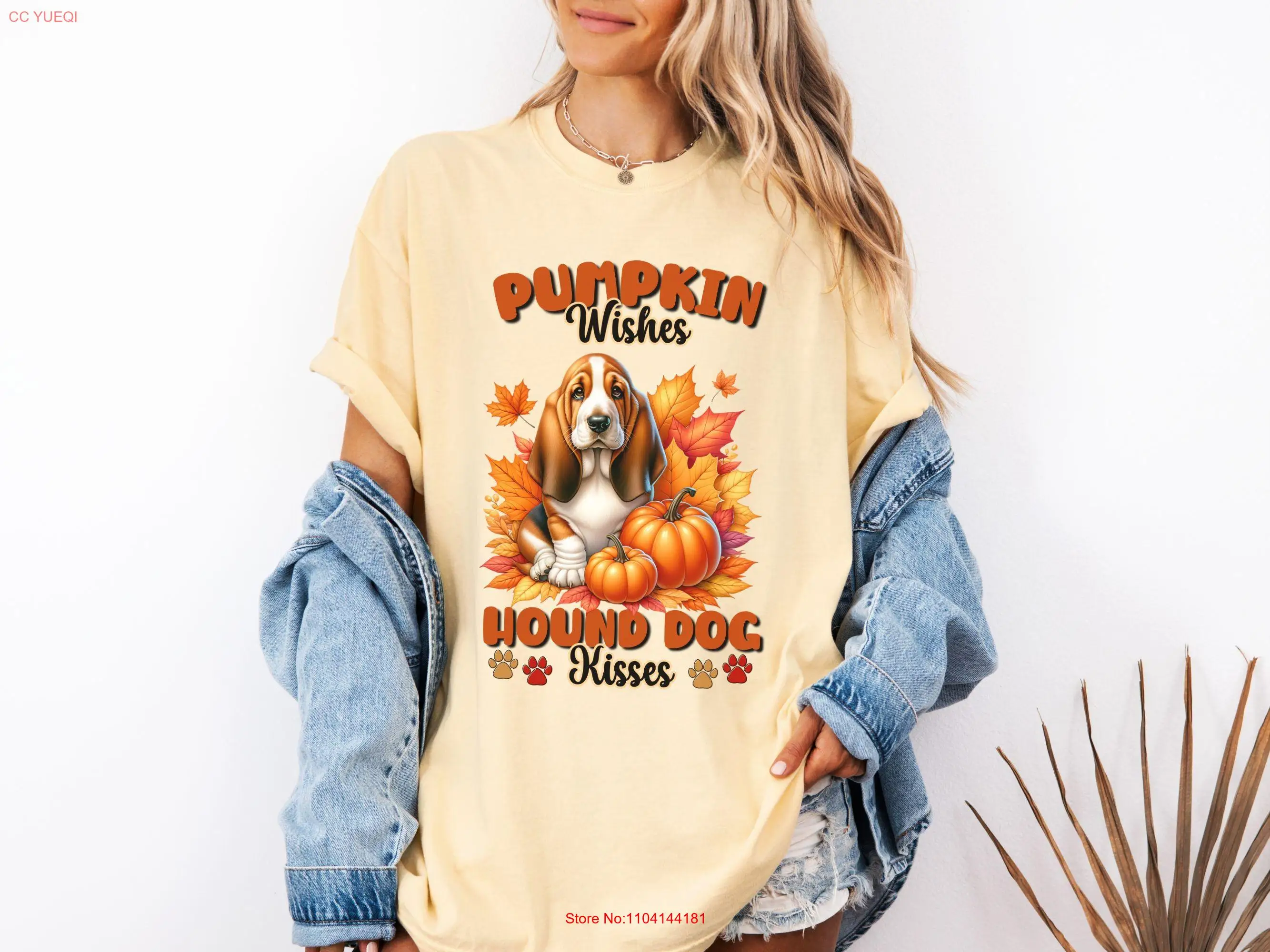 Осенняя футболка Basset Hound с тыквой и пожеланиями на праздник День благодарения