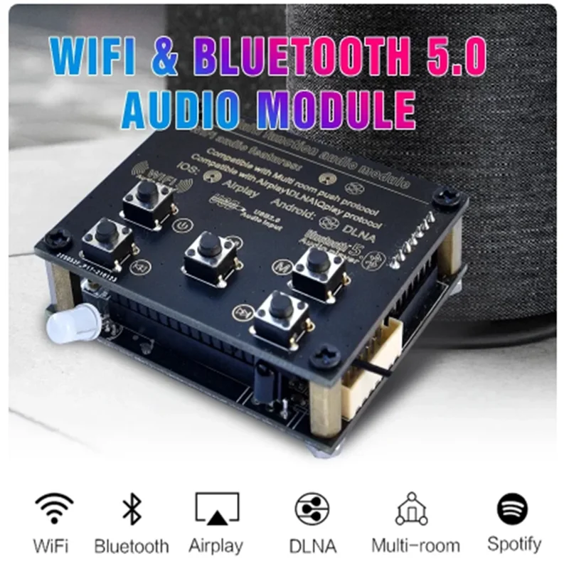 Модуль аудиоприемника Wb05 Беспроводной Wi-Fi и Bluetooth 5.0 I2S Аналоговый выход ess9023 Плата