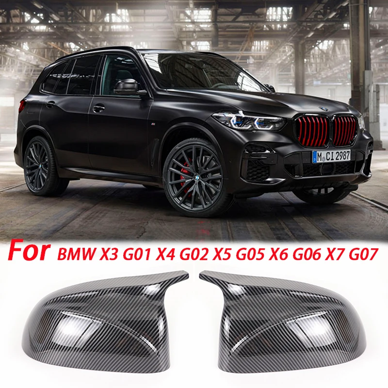 Глянцевые черные карбоновые Чехлы для зеркал заднего вида, 2 шт., Замена корпуса для BMW X3 G01 ix3 X4 G02 X5 G05 X6 G06 X7 G07