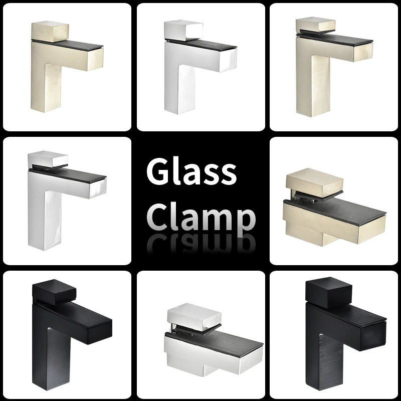 

Glass Clamp Zinc Alloy F-clip Home Storage Partition Fixing Glass Clip Adjustable Glass Shelf Holder Support Bracket