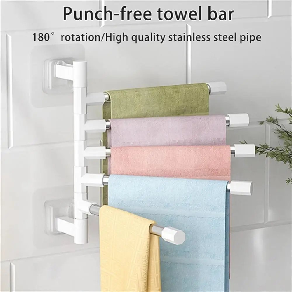 

Bathroom Towel Rack Rotatable Towel Holder Space Aluminum 2/3/4/5/6/7/8Bar Towel Hanger Kitchen Shelf Paper Hanging Wall Mounted