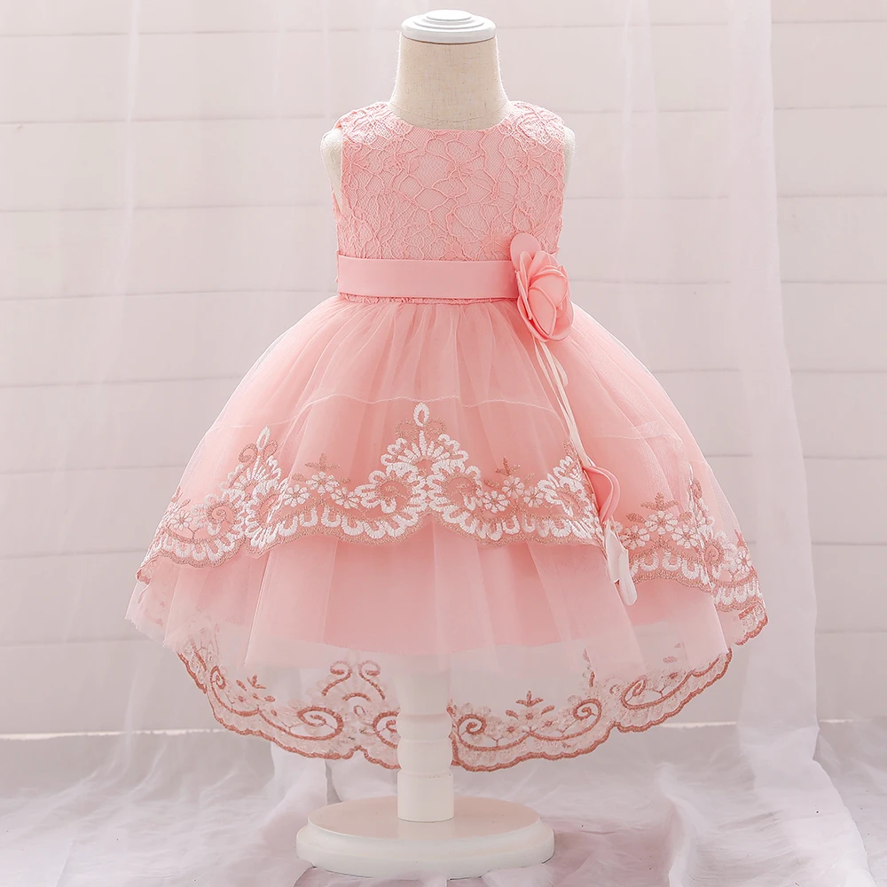 

Toddler Infant Baby Girls Dresses Flower Christening Gowns Baby Baptism Princess Trailing 1st Year Birthday Dress Kids Clothes