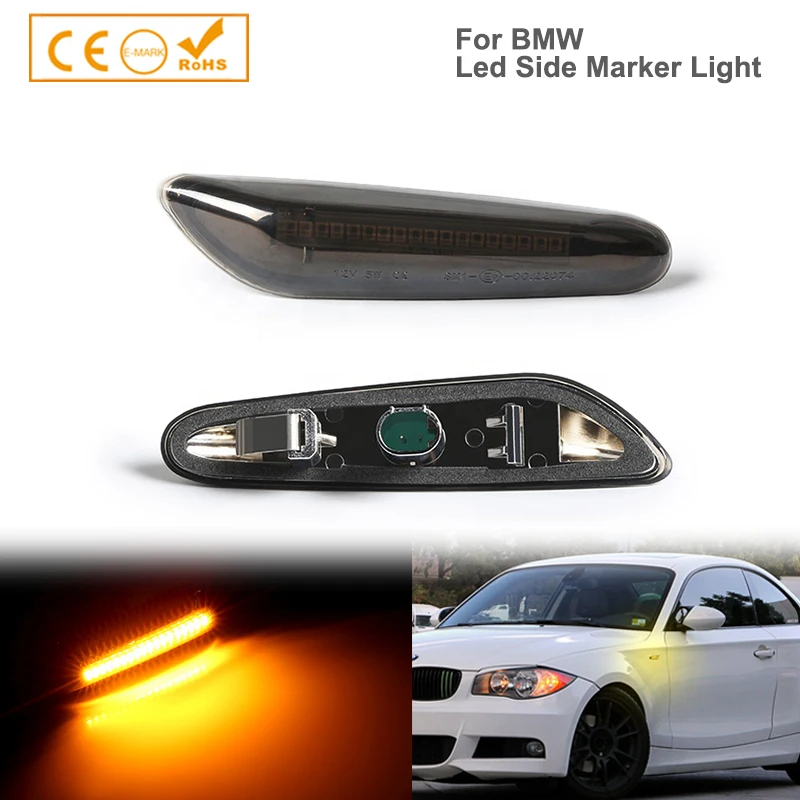 

2pcs Smoke Lens For Bmw E82 E88 E90 E92 Led Side Marker Light Turn Signal Blinker Lamp 63133418445
