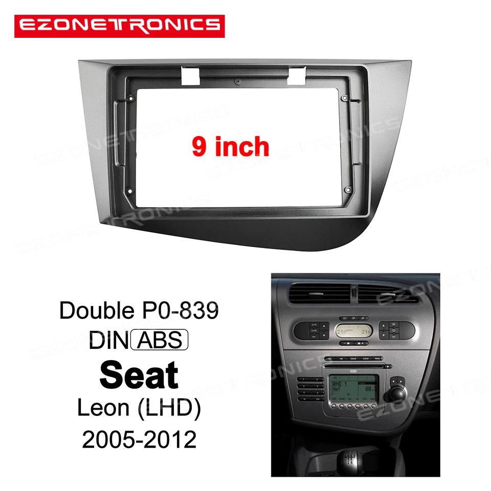 

2Din Car DVD only Frame Audio Fitting Adaptor Dash Trim Facia Panel 9inch For Seat Leon (LHD) 2005-2012 Double Din Radio Player