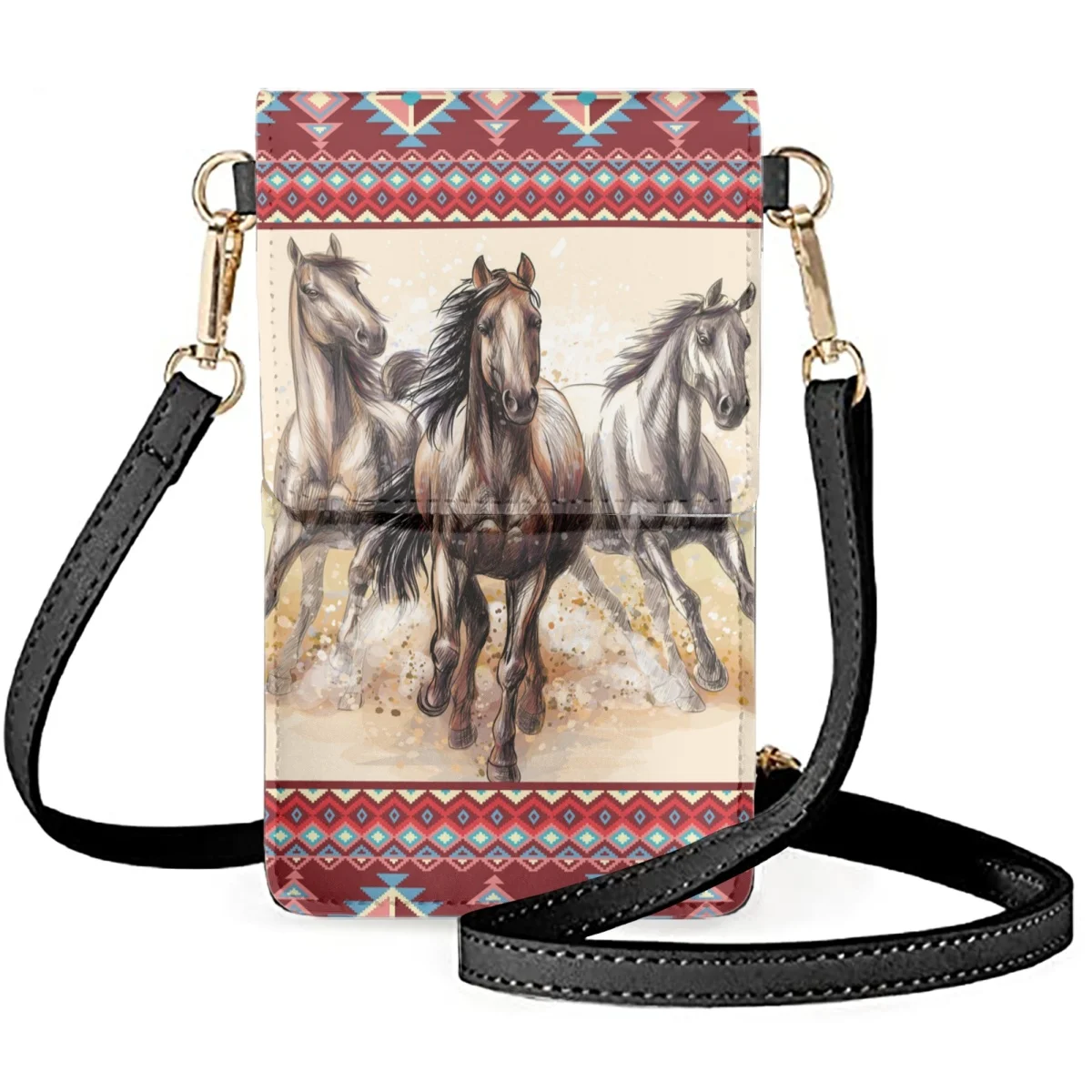 Coloranimal Galloping Horse African Horse Grass Ladies Personality Waterproof Leather Mobile Phone Bag Casual Fashion Wallets