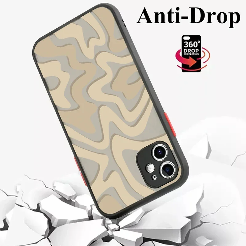 Жесткий матовый прозрачный чехол с полосатым узором для iPhone 15 14 13 12 11 Pro Max XS X XR 7 8