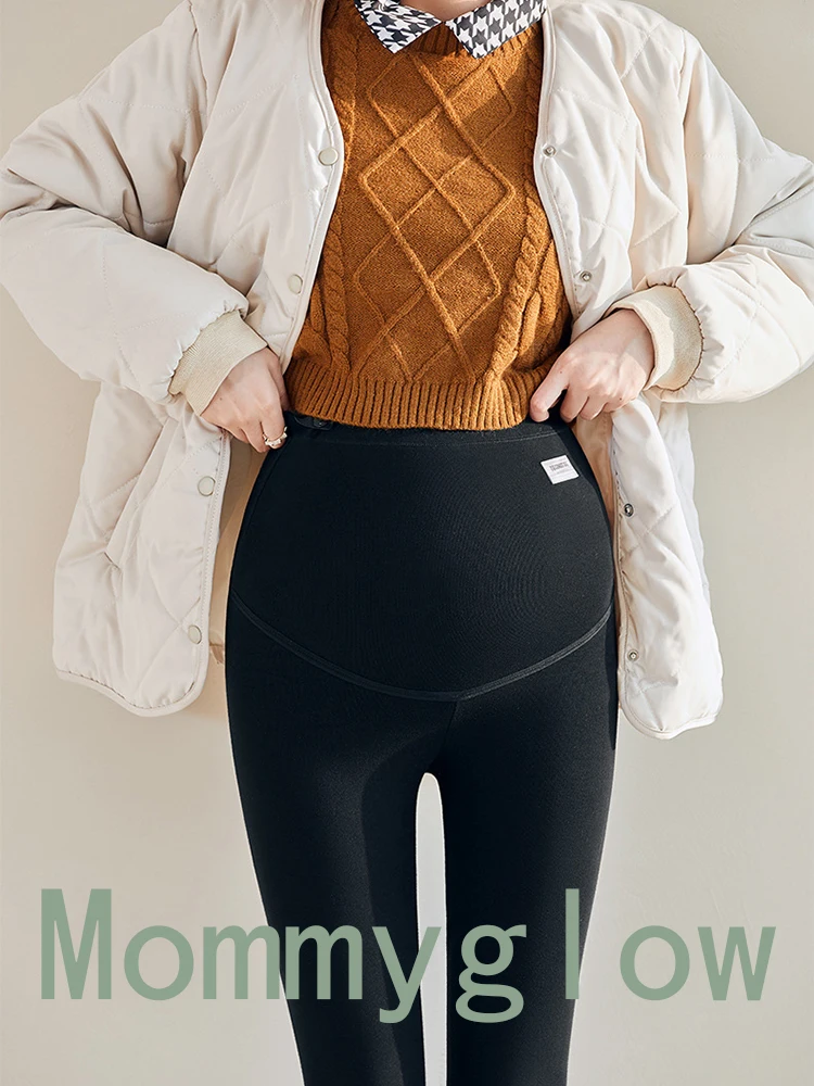 Pregnancy Leggings Warm Tights for Pregnant Women Maternity Clothes Winter Pregnancy High Waist Pants Short Plush Mom enlarge
