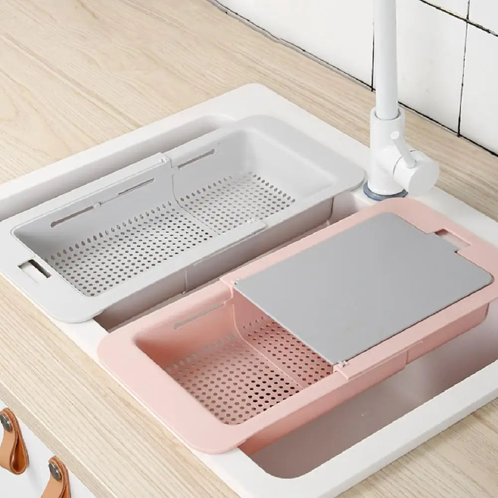 

Hollow High Quality Versatile Expandable Sink Strainer with Cutting Board Draining Racks Anti-Fade for Home