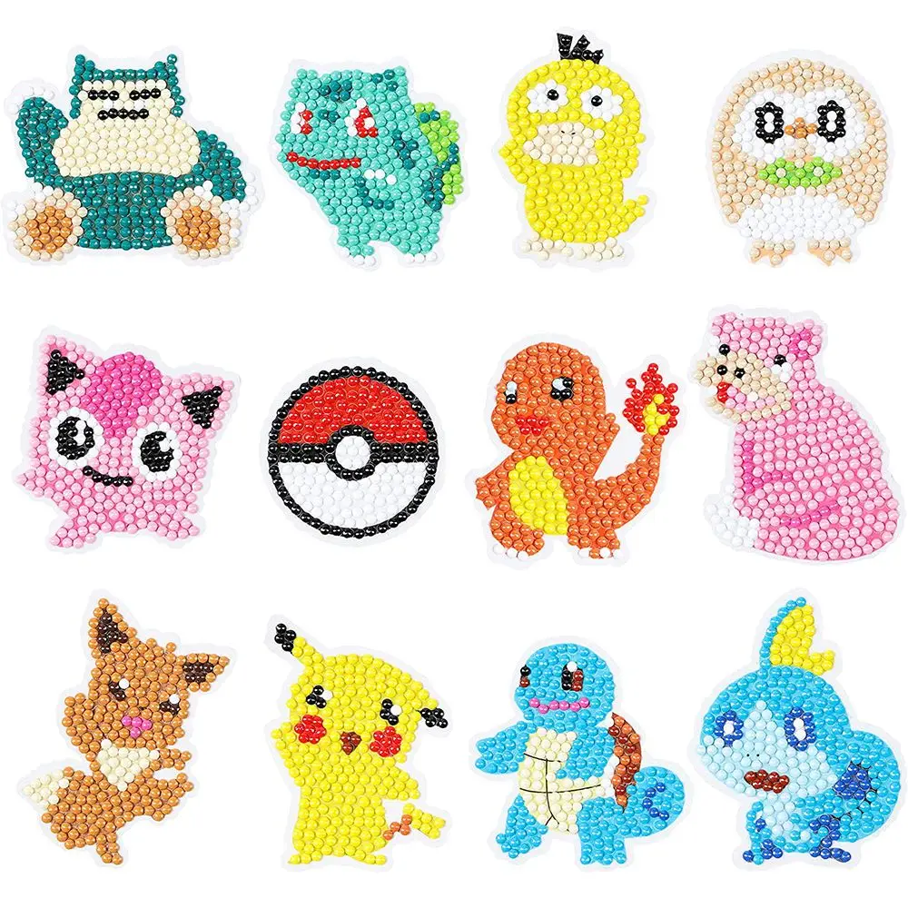 

New Pokemon Cartoon Pikachu Diamond Sticker Children DIY Handmade Diamond Painting Puzzle Concentration Toy Random Sticker Gift