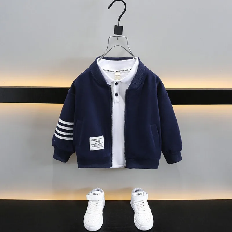 Костюм для мальчиков 2-12 лет на весну и осень куртка в полоску бейсбольная форма