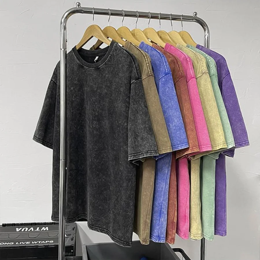 

Men women 100% Cotton Washed T-shirt Harajuku Multicolors Oversized T-shirts Unisex Hip Hop Streetwear Short Sleeve Tees Summer