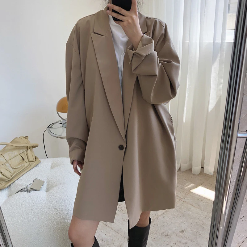 

2022 Spring and Autumn Jacket Casual Long Sleeve Blazer Suit Female Loose Cardigan Coat Women