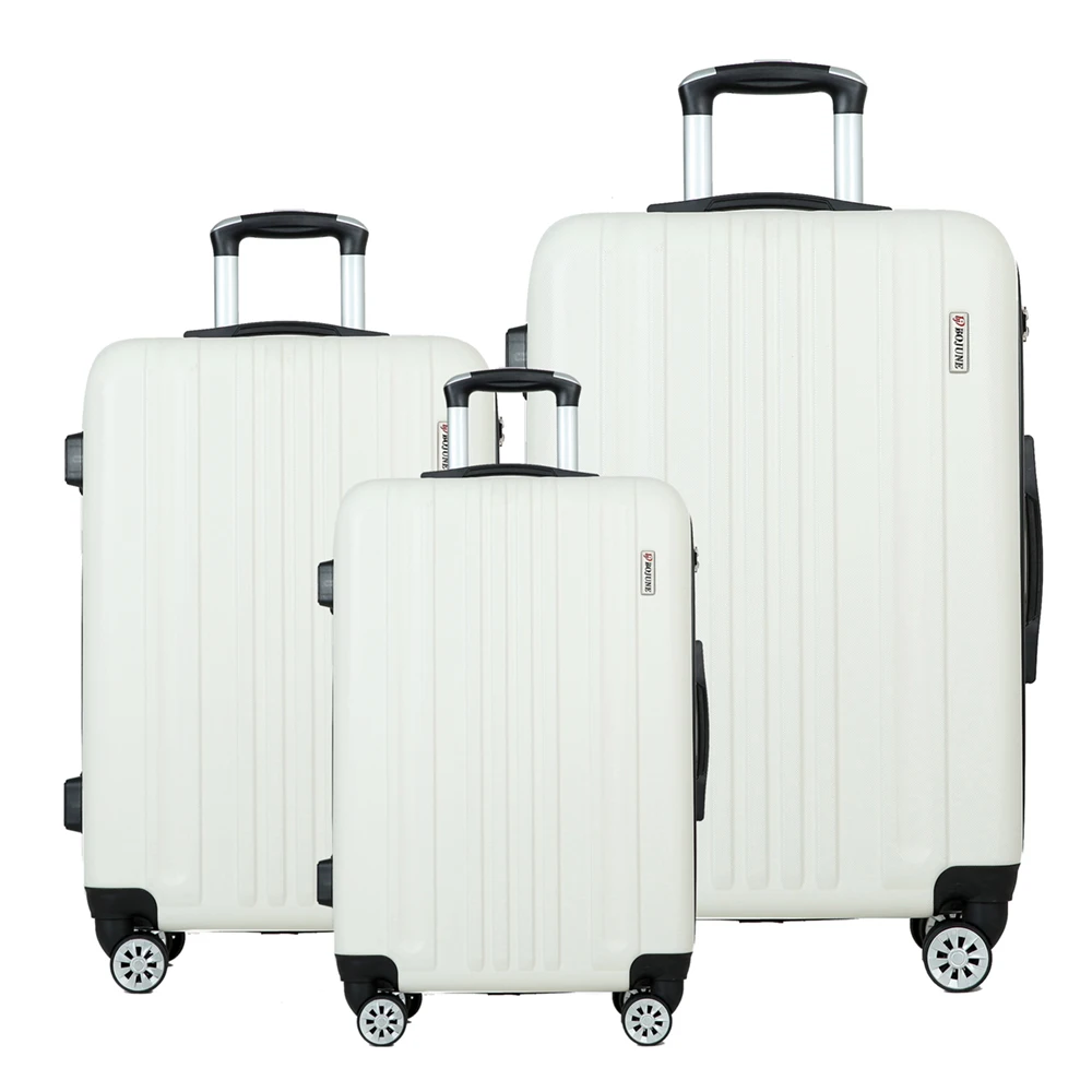 

Anti - collision Angle ABS white spinner Trolley Luggage sets 3pcs suitcase