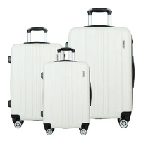 anti collision angle abs white spinner trolley luggage sets 3pcs suitcase