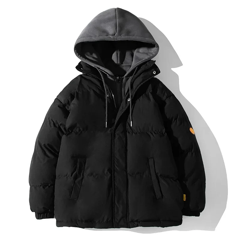 

Новое мужское зимнее хлопковое пальто из ткани Оксфорд с капюшоном вязаная шапка искусственная двухкомпонентная хлопковая куртка плюшевые утепленные куртки