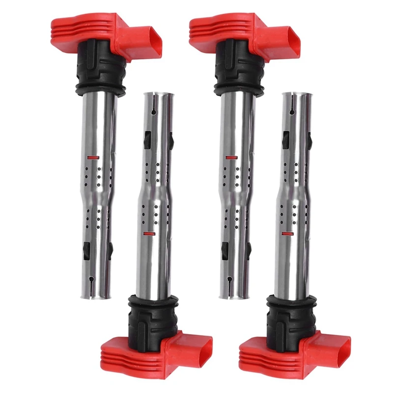 

4 Pcs Car Ignition Coil Car Accessories Silver & Red For VW Jetta Golf Passat Tiguan CC For A3/A4/A5/A6/A7/A8 TT