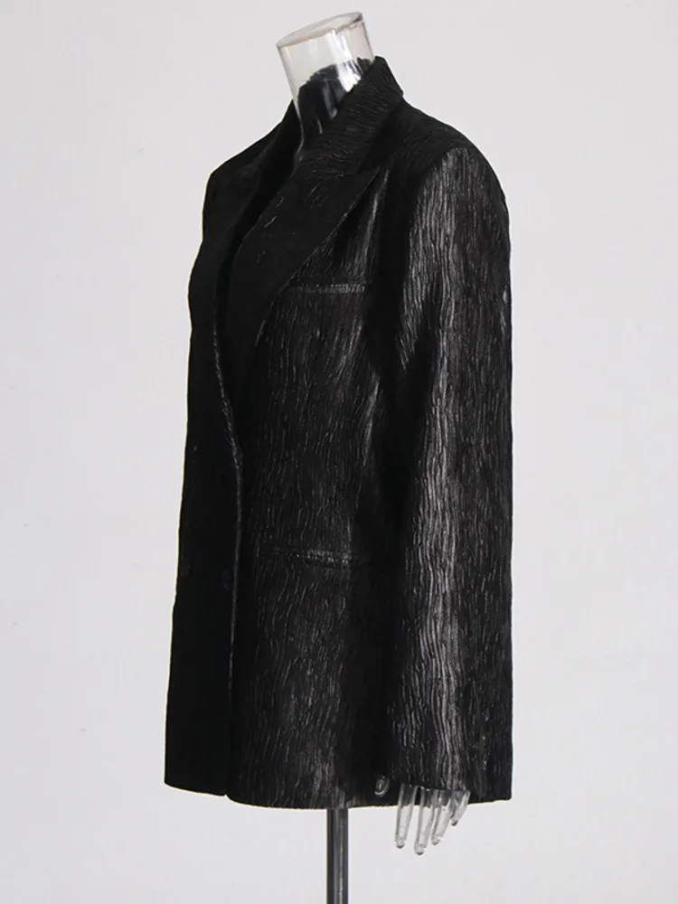 ZMEENNA V-образный вырез двубортный сплошной цвет Текстура ощущения отложной