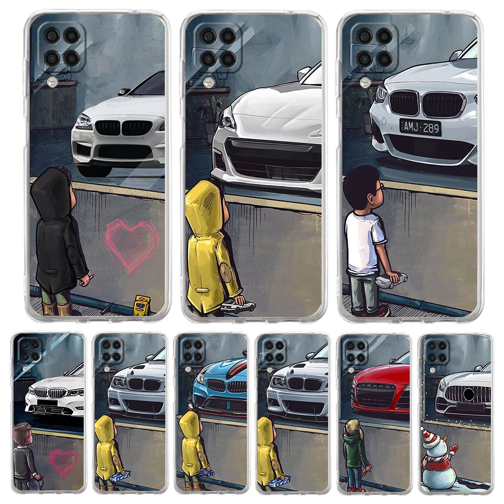 

Boy See Sports Car Love Phone Case Cover for Samsung Galaxy A13 A32 A52 A72 A11 A21S A41 A51 A71 Transparent Bag Shockproof Soft