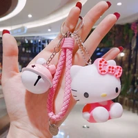 kawaii anime sanrio figure kitty keychain pendant cartoon model car key chain decoration cute toys for kids girls birthday gift