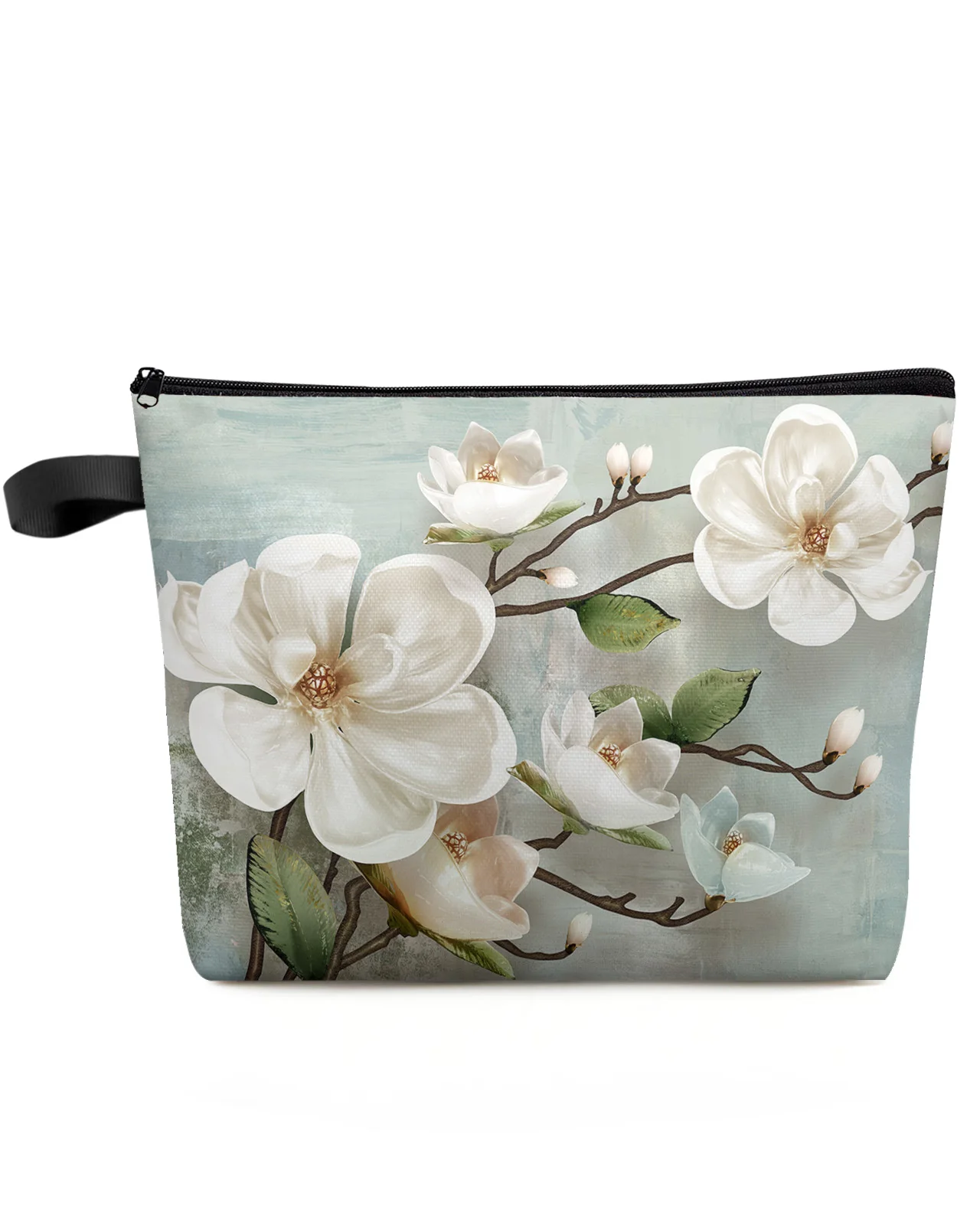 

Idyllic White Flowers Vintage Background Makeup Bag Pouch Travel Essentials Women Cosmetic Bags Organizer Storage Pencil Case