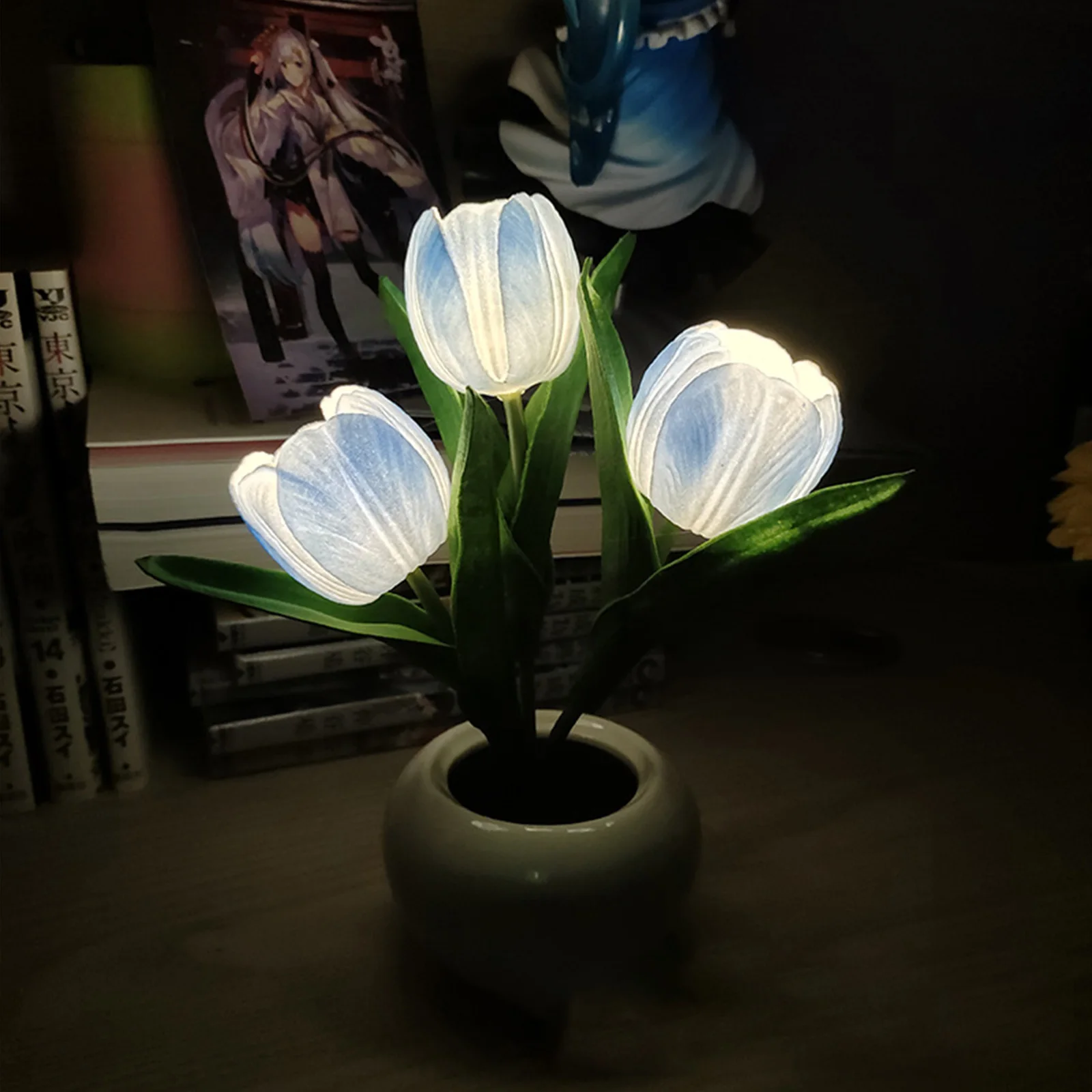 

Bedside Atmosphere Flowers Lamps Crafts Gift Romantic Simulation Tulip Nightlights Simulation Bonsai Desk Light Decor