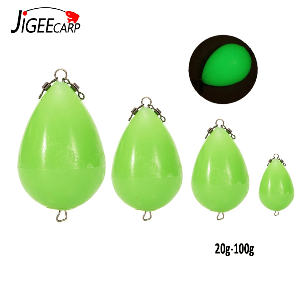 

Jigeecarp 5PCS 20-100g Night Fishing Luminous Egg Float Upward Bobber Float Help Thrower Long-distance Casting Bait Accessories