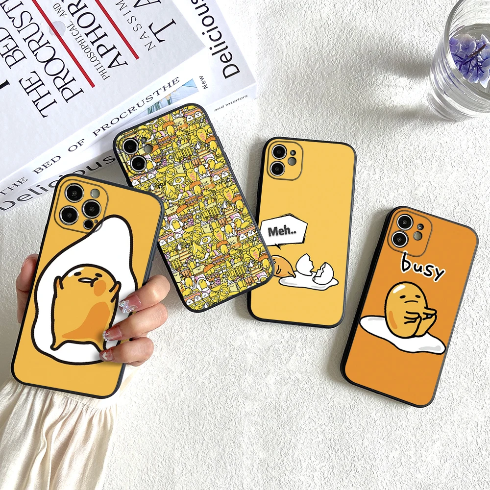 

Cartoon Egg Sanrio Lazy Gudetamas Cover For Apple iPhone 13 Mini 12 11 Pro MAX X XS XR 7 8 6 6S Plus SE 2020 Soft TPU Phone Case