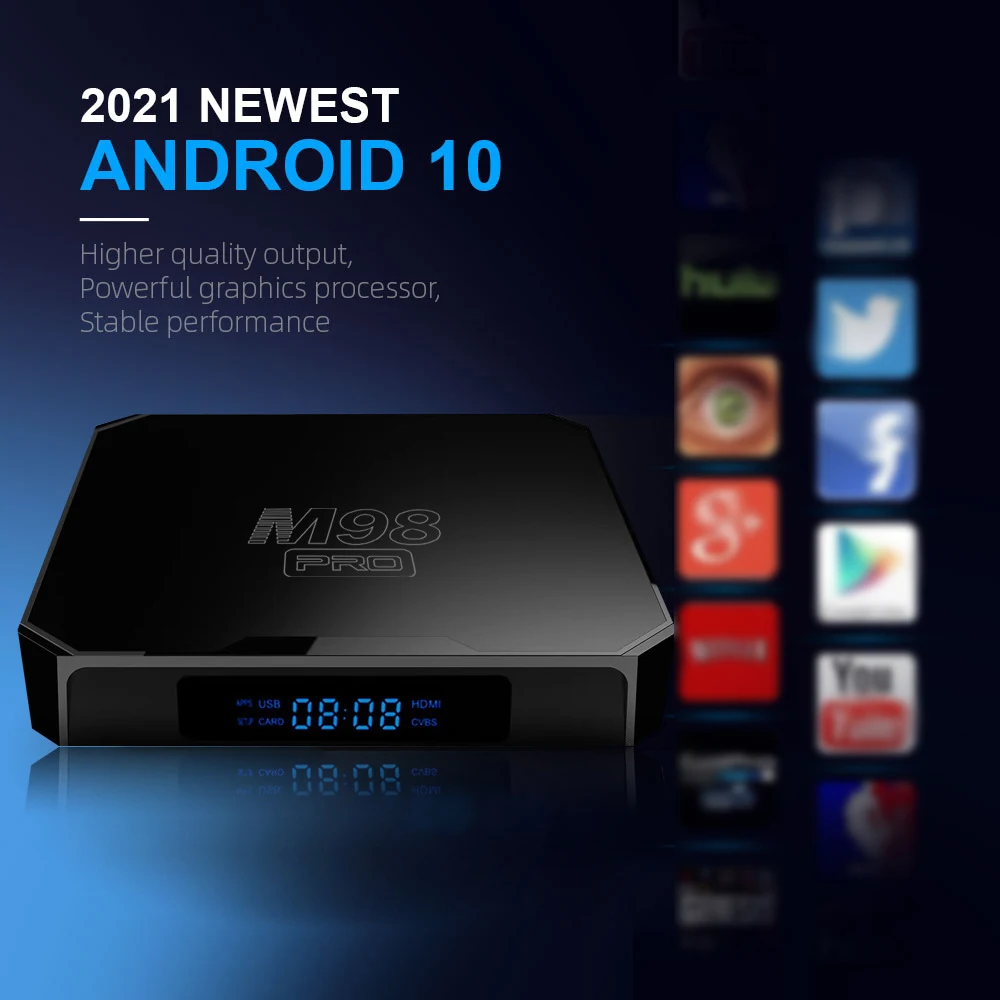 2024 Последняя обновление ATV Android TV Box M98 PRO Set-Top HD 4K 2 ГБ 16 WIFi 6 4G 5G BT H313 Медиаплеер