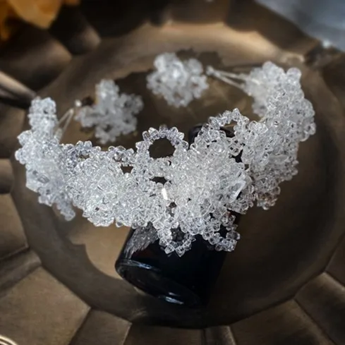 Модные Роскошные головные повязки белого цвета с цветами для ручной работы с кристаллами Стразы тиары повязки для волос на Выпускной свадебный аксессуар для волос