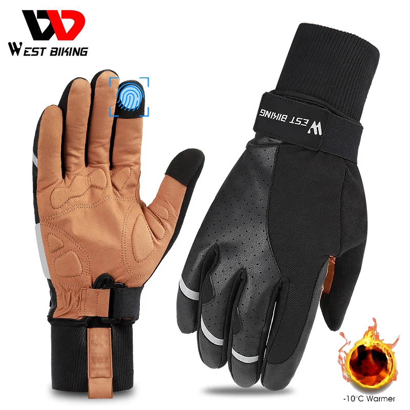 

WEST BIKING Winter MTB Gloves Unisex Cycling Equipment BMX Windproof Warm Bike Gloves Motorcycle Bicycle Accessories Ski Mitten