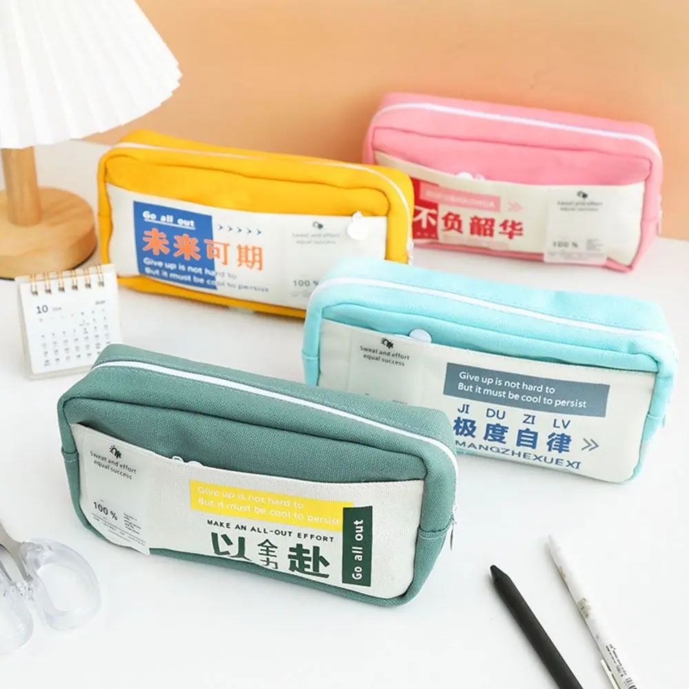 

Canvas Stationery Storage Bag High Quality Large-capacity Portable Pen Bag Multi-function Stationery Organizer Student