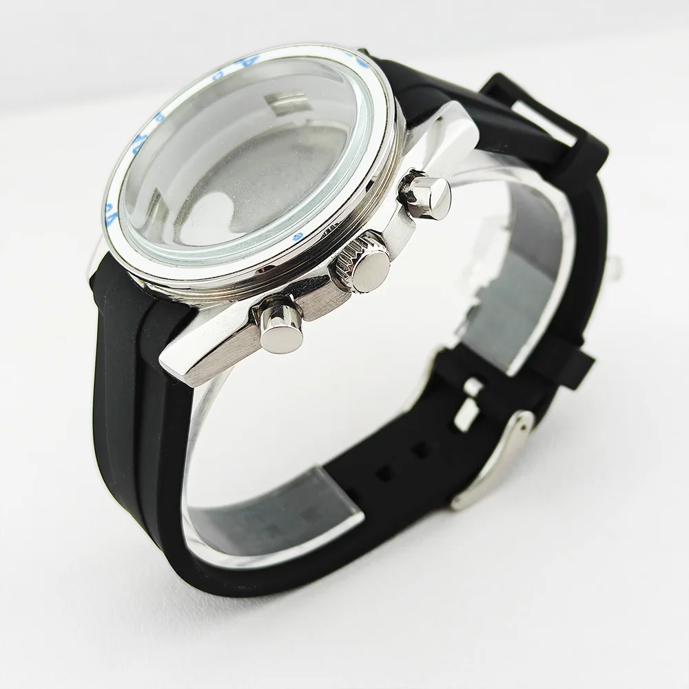 Фото Корпус для часов ForgeLink VK63 Moon Watch с резиновым ремешком, 39,7 мм, корпус из нержавеющей стали, подходит для циферблата VK63 32,5 мм. №2