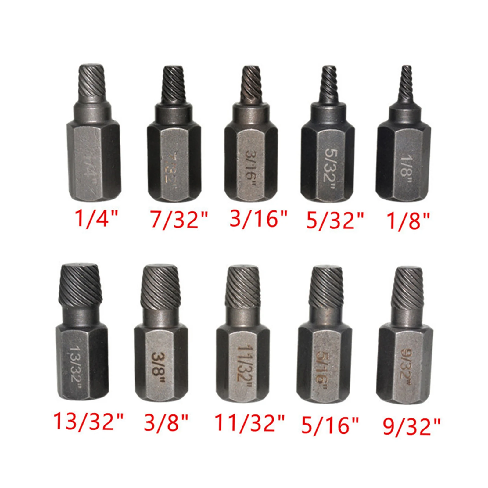 

Brand New Nut Removal Tool Screw Extractor 10pcs Corrosion-Resistant High Hardness Multiple Sizes Sandblasted Model