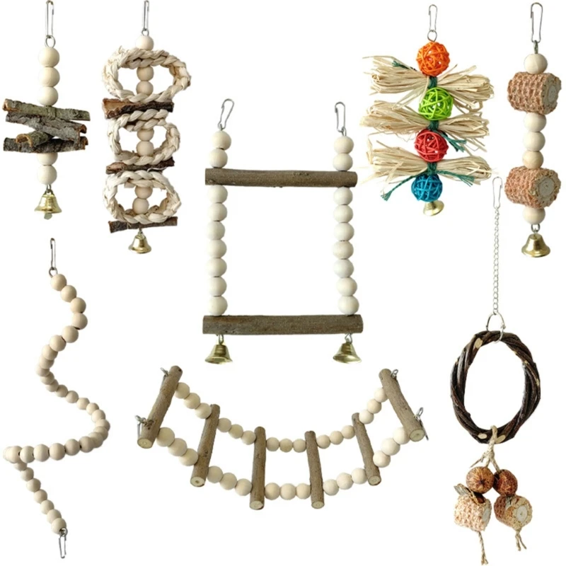 

Тренировочная игрушка для птиц, Шреддер для попугаев, игрушка для жевания, безопасный материал, качели, лестница, окунь, мост для попугаев, к...