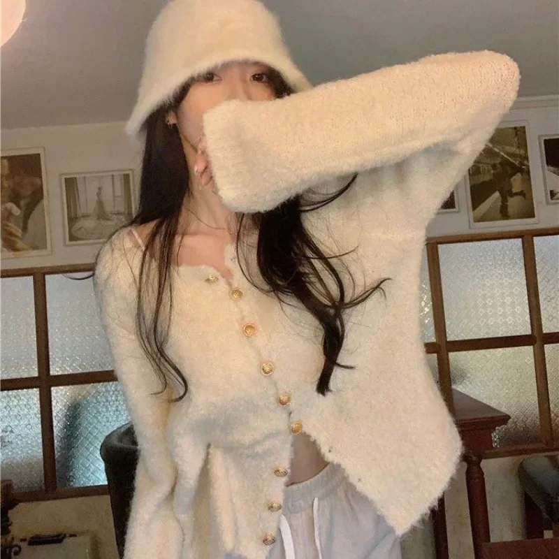 Корейский стиль ленивая мягкая внутренняя одежда свитер в стиле ретро открытый