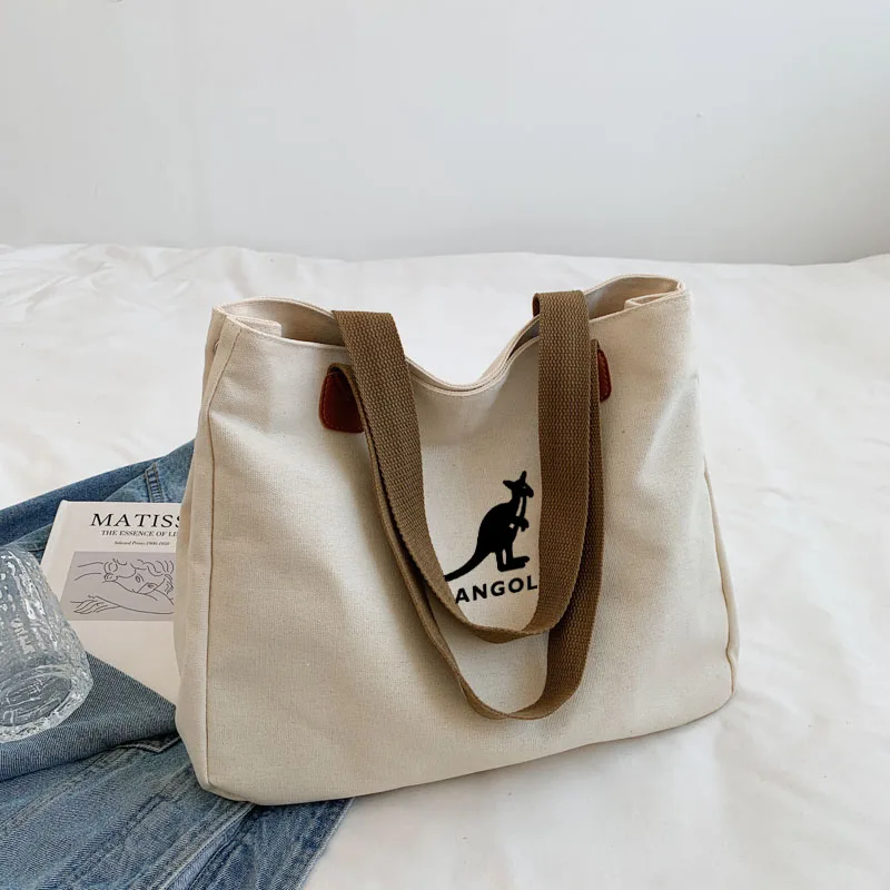 Kangol Large Capacity Shopping Beach Bag Men and Women Bag Women Canvas Tote Bag Designer Ladies Casual Handbag Shoulder Bag