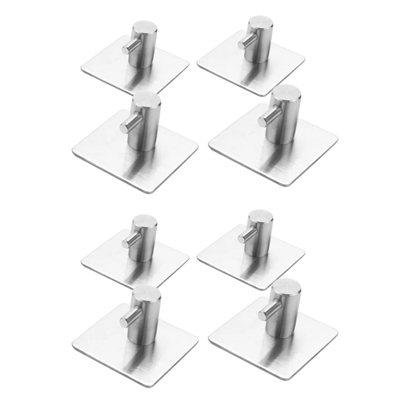 

8 Pcs Self Adhesive Hooks, Max 8Kg Towel Rail, Hat Towel Robe Coat Stick-Up Stainless Steel Hanger