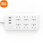 Оригинальный Xiaomi Mijia Power Strip 3 USB-порта 2.1A Быстрая зарядка 6 стандартных удлинителей 2500W 10A 1,8-метровый штепсельный адаптер