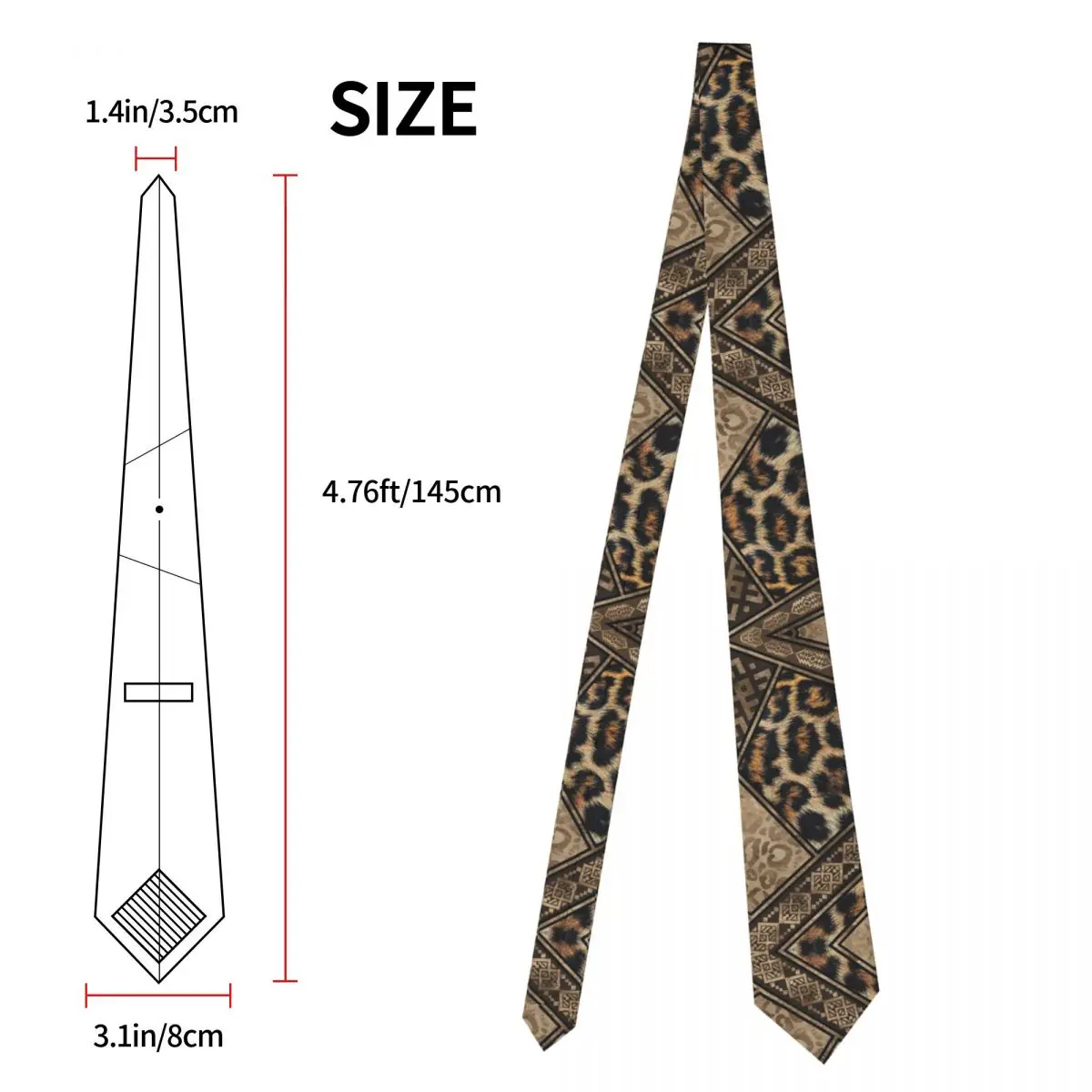 Leopard Fur With Ethnic Ornaments Men Necktie Brown Animal Leopard Pattern Suits Accessories Gravatas Wedding Party images - 6