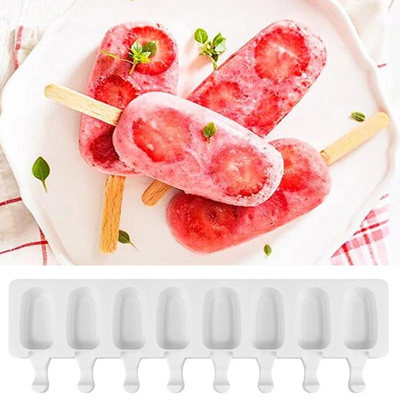 

8 Hole Silicone Ice Cream Mould Popsicle Barrel Diy Mold Dessert Ice Cream Mold Ice Tray Popsicle Mould Baking Accessories