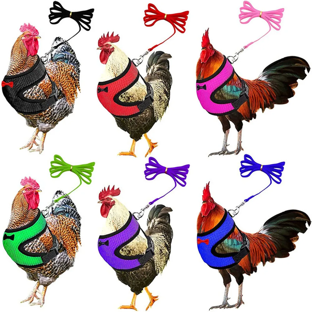

Adjustable Chicken Harness With Leash- Comfortable Hen Vest Breathable Mesh Duck Goose Hen Small Pets Poultry Vest Harness