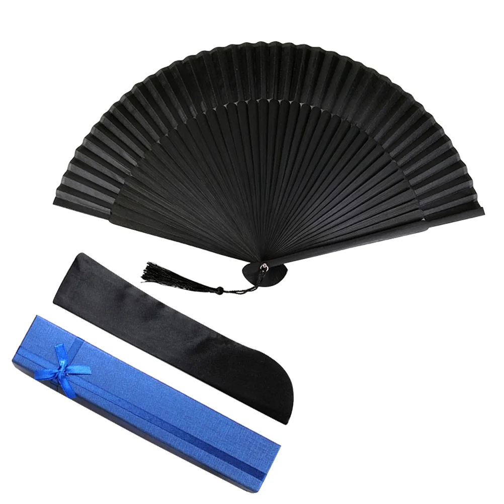 

Fan Folding Hand Handheld Foldable Silk Chinese Japanese Retro Vintage Men Fabric Cloth Large Tassel Dance Performance Fans