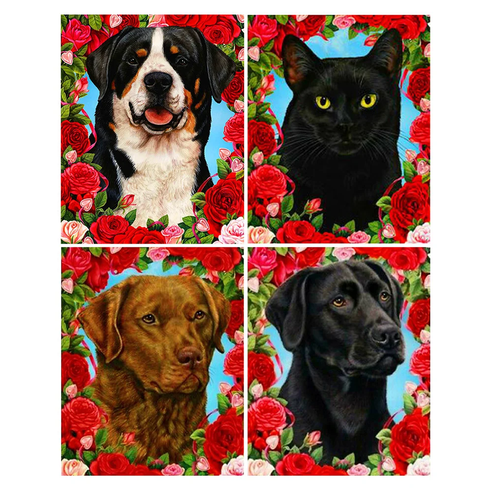 

Алмазная 5D картина «сделай сам» LZAIQIZG, цветок, фотография милого кота, картины животных стразы, мозаика, домашний декор