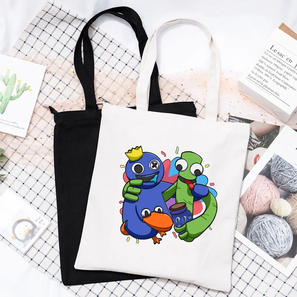 

Женская Холщовая Сумка-тоут Rainbow Friends, многоразовая Экологически чистая сумка для покупок для учителей, сумка через плечо, сумка для книг, модный подарок