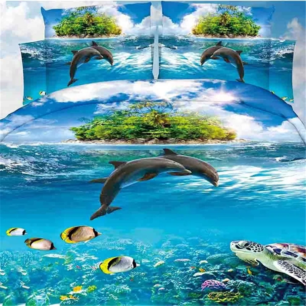 

Duvet Covers Set 3D Dolphin Bedclothes Bedsheet King Queen Beds Sets Bedspread Bed Cover