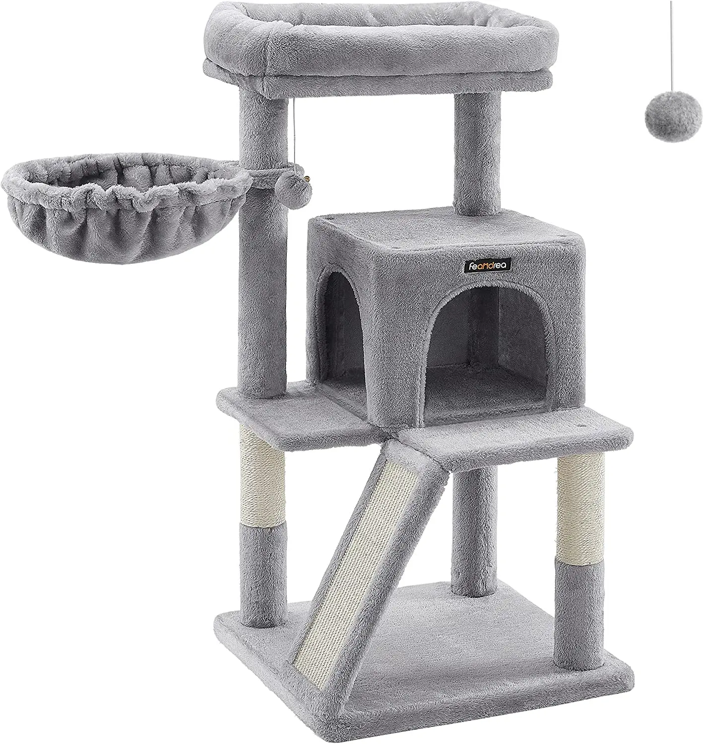 

Cat Tree, Small Cat Tower with Widened Perch for Large Cats Indoor, Kittens, 37.8-Inch Multi-Level Cat Condo with Scratching Pos